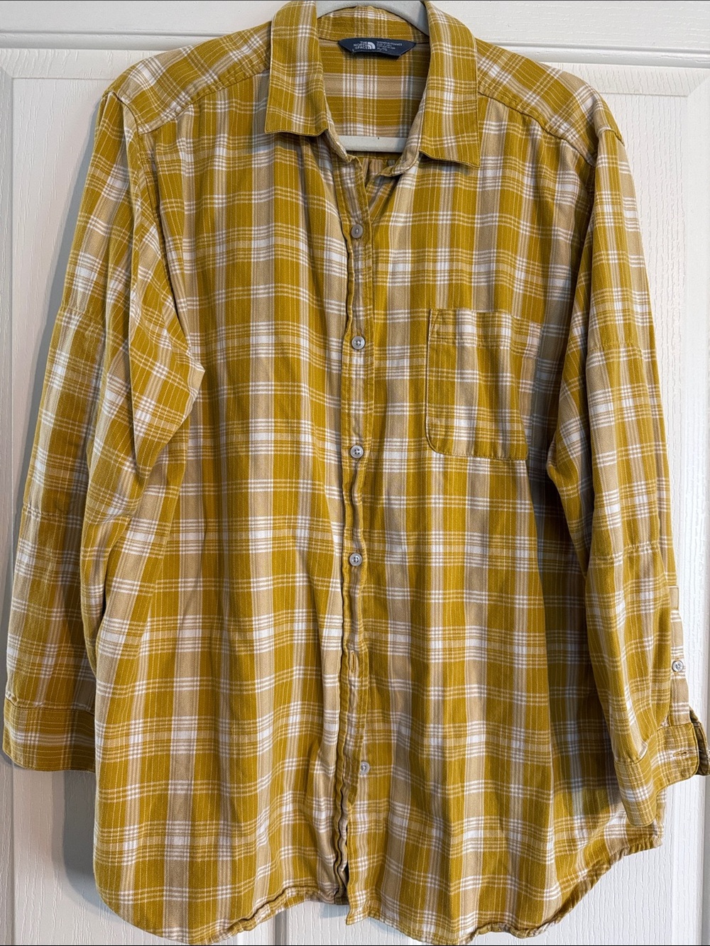 The North Face Yellow Plaid Cotton Blend Button-Down Shirt